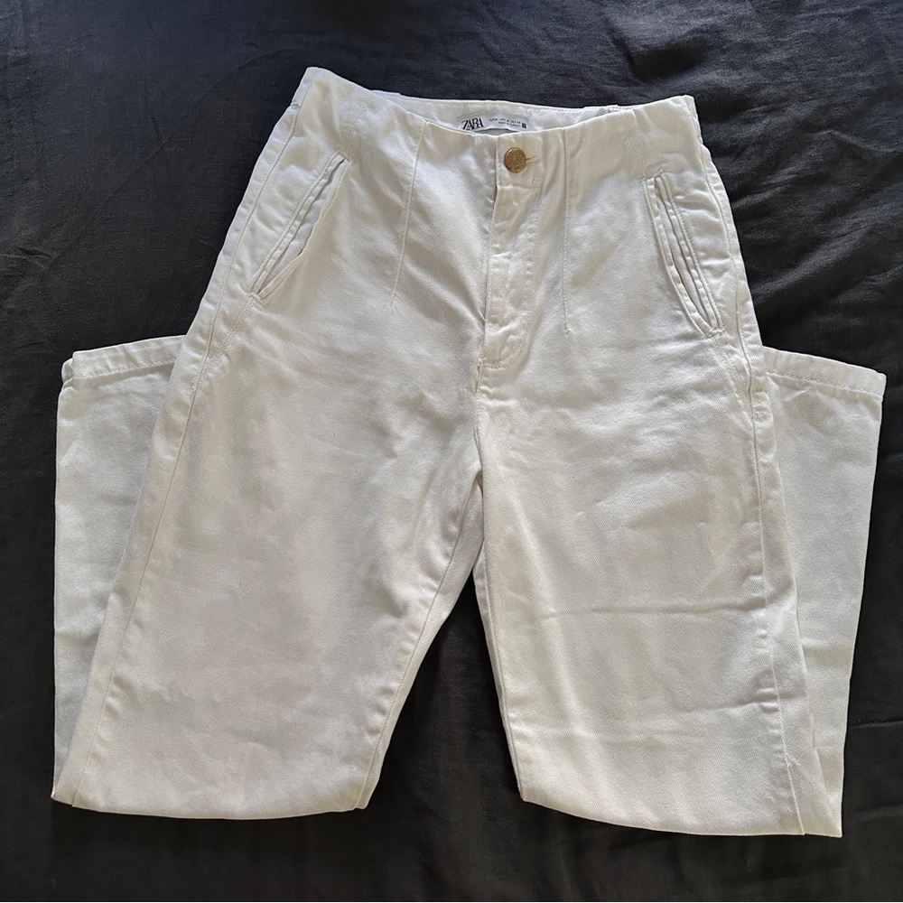 ZARA • white denim pants